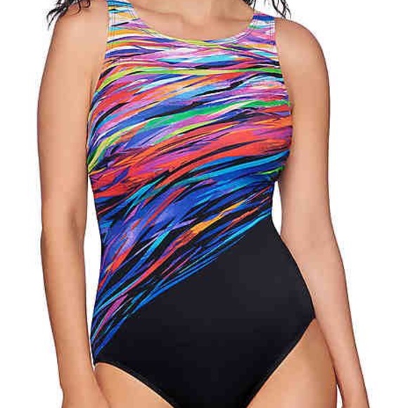 NWT REEBOK One Piece Colorful Swimsuit - Picture 1 of 3